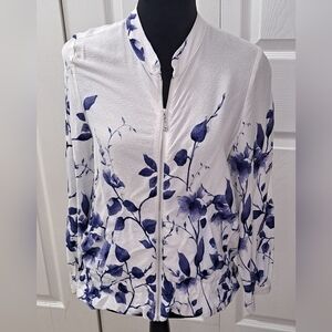Chico's Purple Floral Light Bomber Jacket   Size 1P